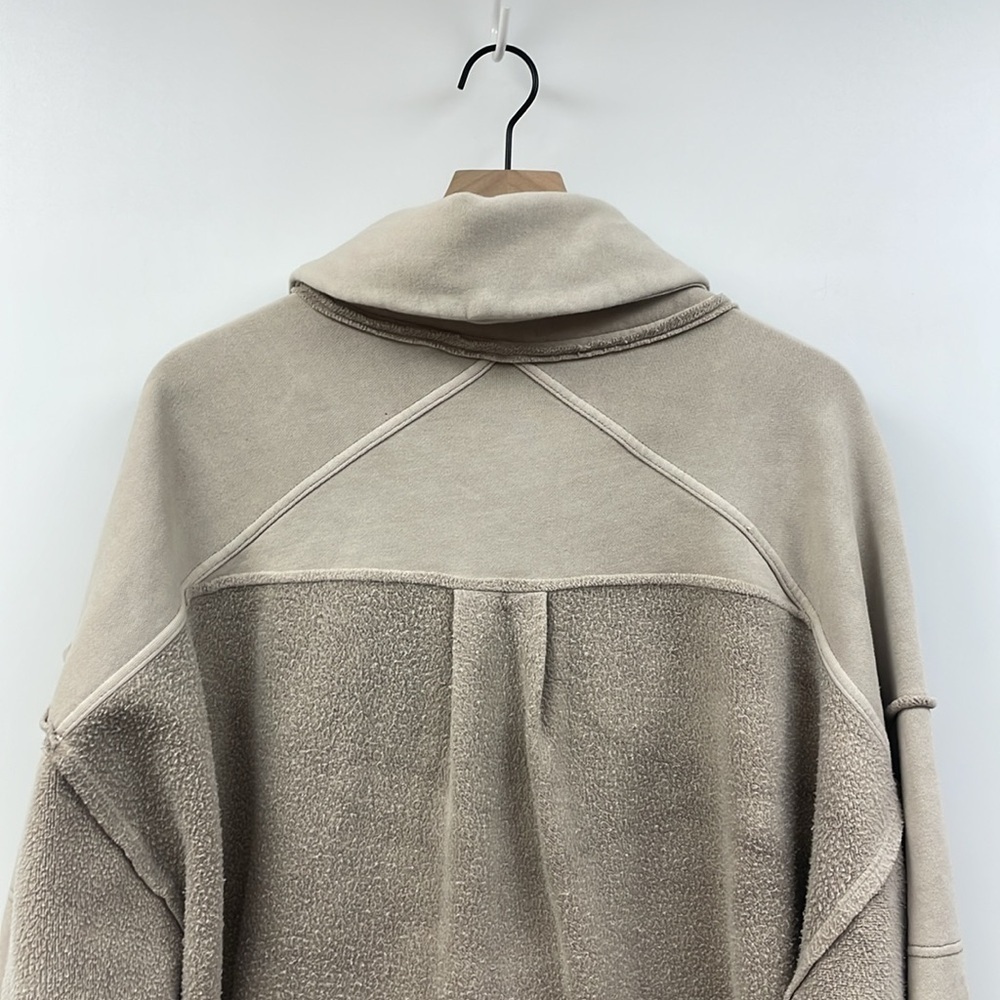 Free People Jordan Sherpa Teddy Slouchy Oversized Jacket Boho Tan Medium - Picture 8 of 11